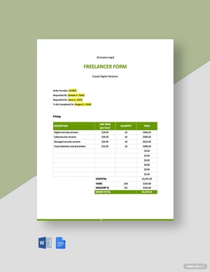 Blank Freelancer Form Template