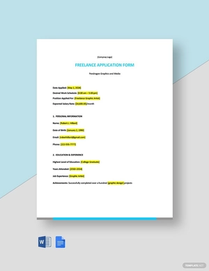 Simple Freelance Application Form Template