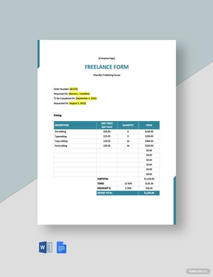 Sample Freelance Form Template