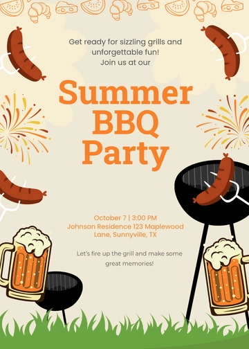 Free Aesthetic BBQ Food Invitation Template to Edit Online