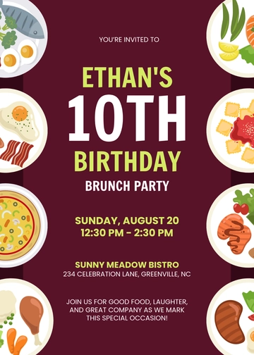 Free Birthday Lunch Food Invitation Template to Edit Online