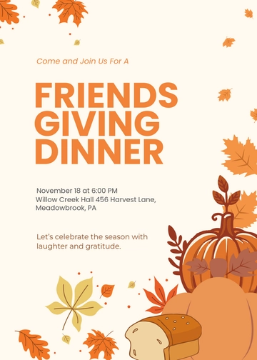 Free Friendsgiving Food Invitation Template to Edit Online