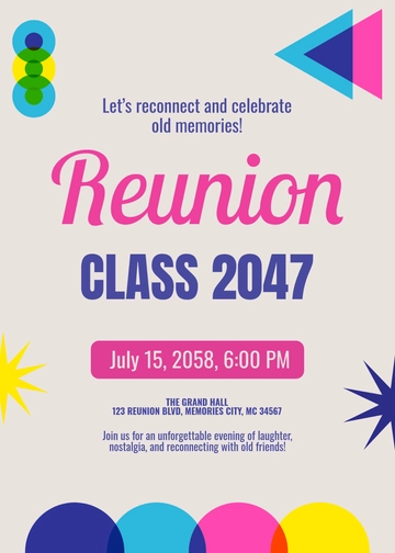 Free School Reunion Invitation Template to Edit Online