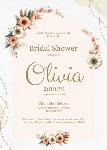 Free Boho Bridal Shower Invitation Template to Edit Online