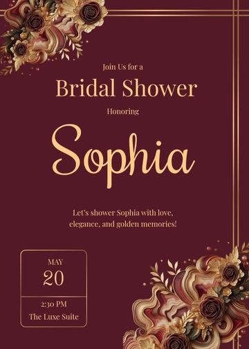 Free Aesthetic Gold Bridal Shower Invitation Template to Edit Online