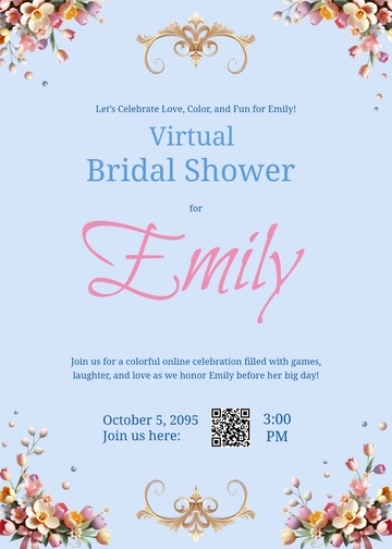 Free Colorful Virtual Bridal Shower Invitation Template to Edit Online