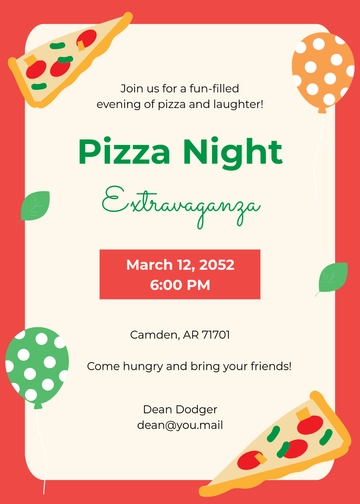 Free Pizza Food Invitation Design Template to Edit Online