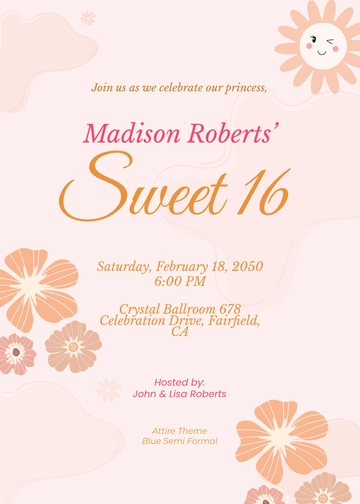 Free Sweet 16 Invitation Template from Parents to Edit Online
