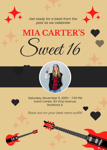 Free Retro Sweet 16 Invitation Template to Edit Online