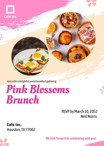 Free Pastel Breakfast Food Invitation Template to Edit Online