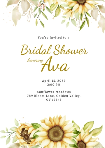 Free Sunflower Bridal Shower Invitation Template to Edit Online