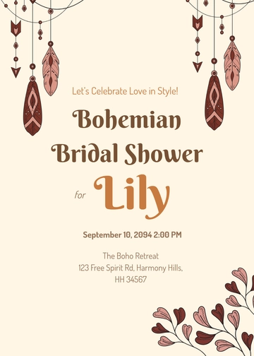 Free Bohemian Bridal Shower Invitation Template to Edit Online