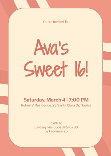 Free Blank Digital Sweet 16 Invitation Template to Edit Online