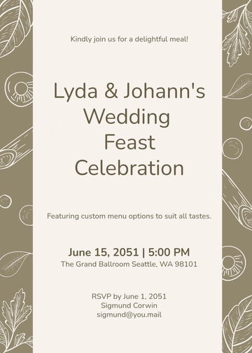 Free Wedding Food Invitation Template to Edit Online