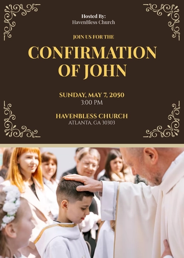 Free Golden Confirmation Invitation Design Template to Edit Online