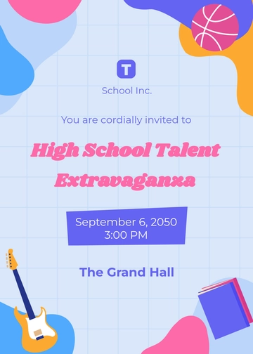Free High School Event School Invitation Template to Edit Online
