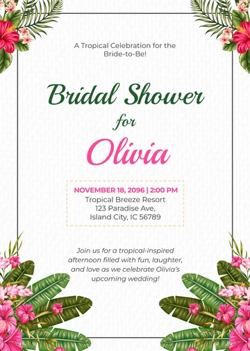 Free Tropical Bridal Shower Invitation Template to Edit Online