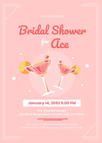 Free Cocktail Theme Bridal Shower Invitation Template to Edit Online