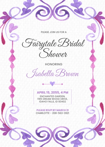 Free Fairytale Bridal Shower Invitation Template to Edit Online