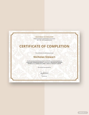 Project Completion Certificate Template