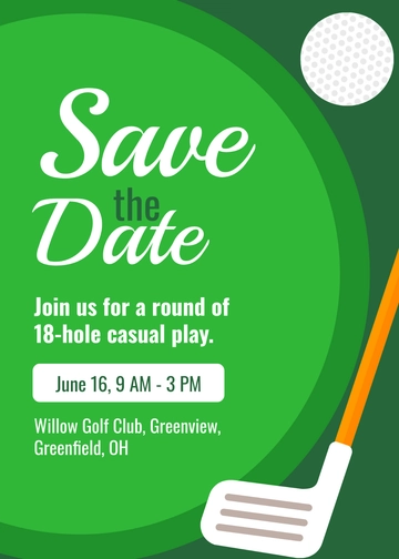 Free Save the Date Golf Invitation Template to Edit Online