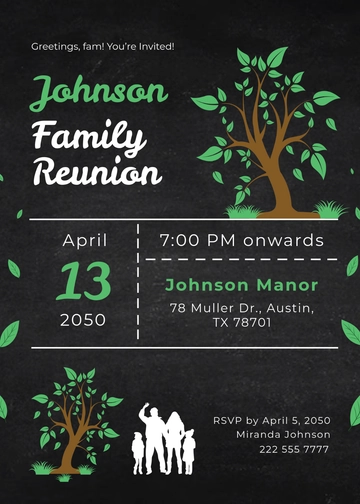 Free Chalkboard Invitation Template for Family Gatherings to Edit Online