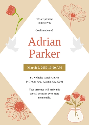 Free Beige Garden Confirmation Invitation Template to Edit Online
