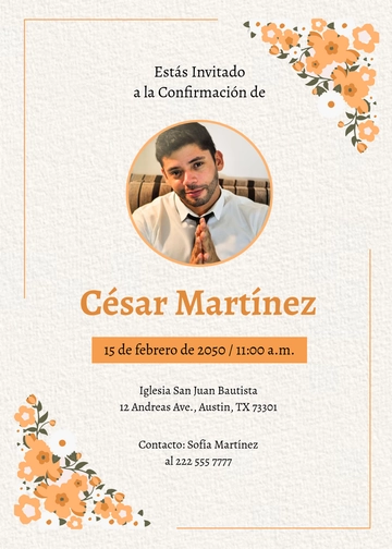 Free Spanish Confirmation Invitation Template to Edit Online