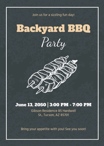 Free Simple BBQ Chalkboard Invitation Template to Edit Online