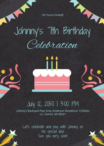 Free Colorful Chalkboard Invitation Template for Kids to Edit Online