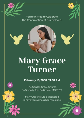 Free Colorful Greenery Confirmation Invitation Template to Edit Online