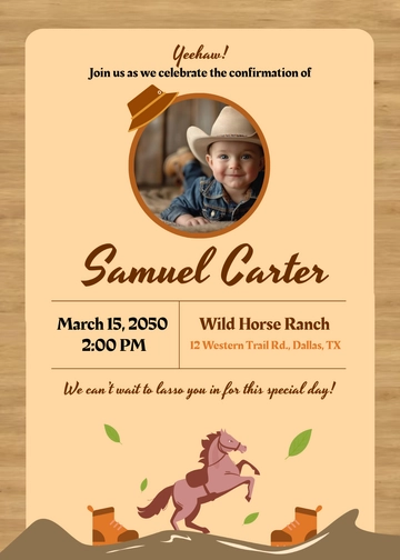 Free Western-Themed Confirmation Invitation Template to Edit Online