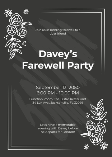 Free Minimalist Farewell Chalkboard Invitation Template to Edit Online