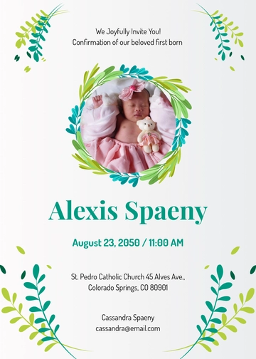 Free First Child Confirmation Invitation Template to Edit Online