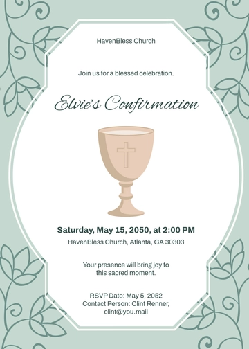 Free Elegant Prayer Confirmation Invitation Template to Edit Online