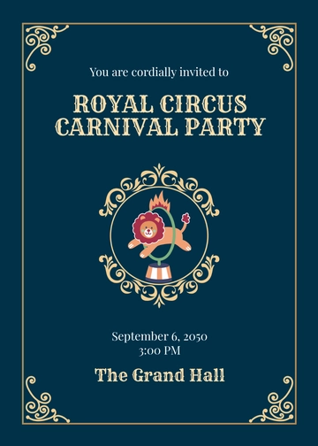 Free Royal Circus Invitation Card Template to Edit Online