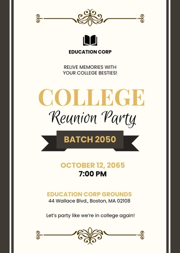 Free College Reunion Invitation Template to Edit Online