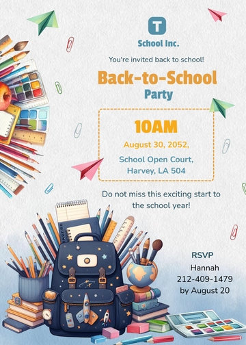 Free School Invitation Template to Edit Online