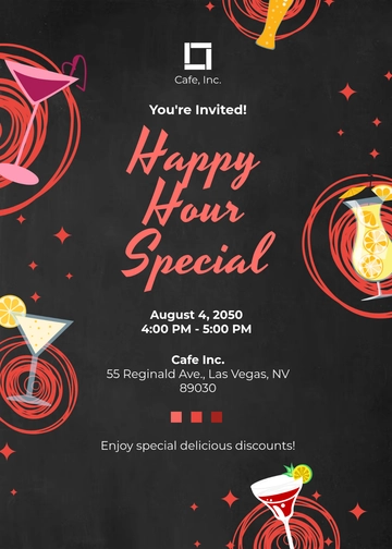 Free Happy Hour Chalkboard Invitation Template to Edit Online