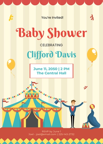 Free Circus Baby Shower Invitation Template to Edit Online