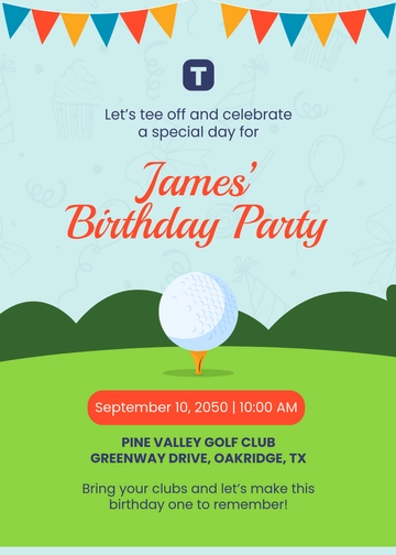 Free Birthday Golf Invitation Template to Edit Online
