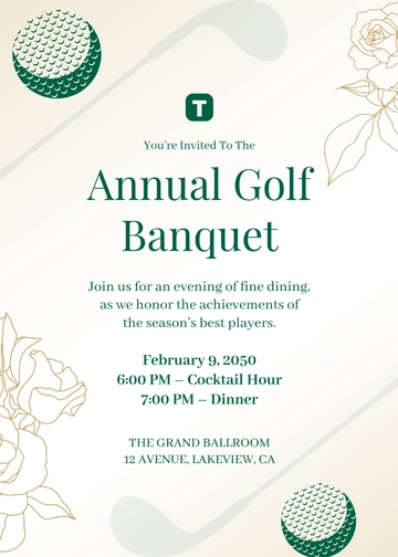 Free Golf Banquet Invitation Template to Edit Online