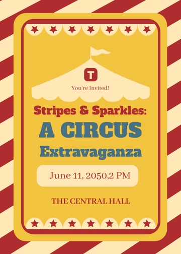 Free Stripes Circus Invitation Template to Edit Online