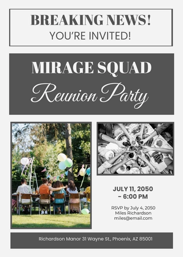 Free Newspaper Style Reunion Invitation Template to Edit Online