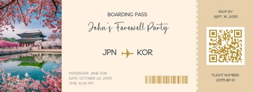 Free Flight Ticket Boarding Pass Invitation Template to Edit Online