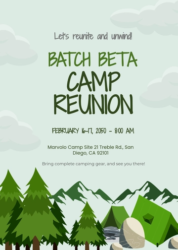 Free Modern Camp Reunion Invitation Template to Edit Online