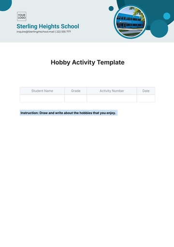 Free Hobby Activity Template to Edit Online
