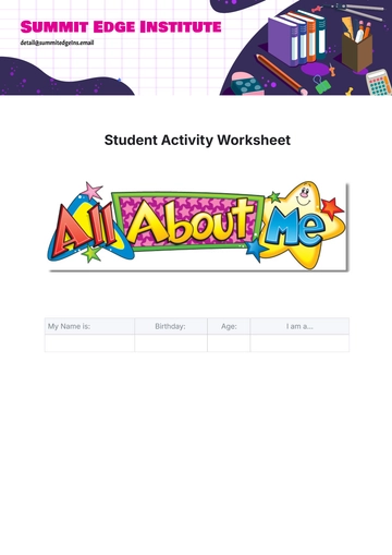Free Student Activity Worksheet Template to Edit Online