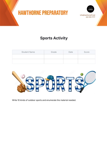 Free Sports Activity Template to Edit Online