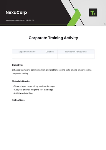 Free Corporate Training Activity Template to Edit Online